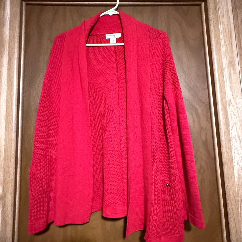 Christopher & Banks Red Textured Cardigan Sweater